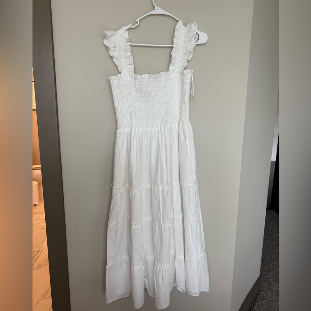 Philosophy White Sleeveless Square Neck Midi Dress